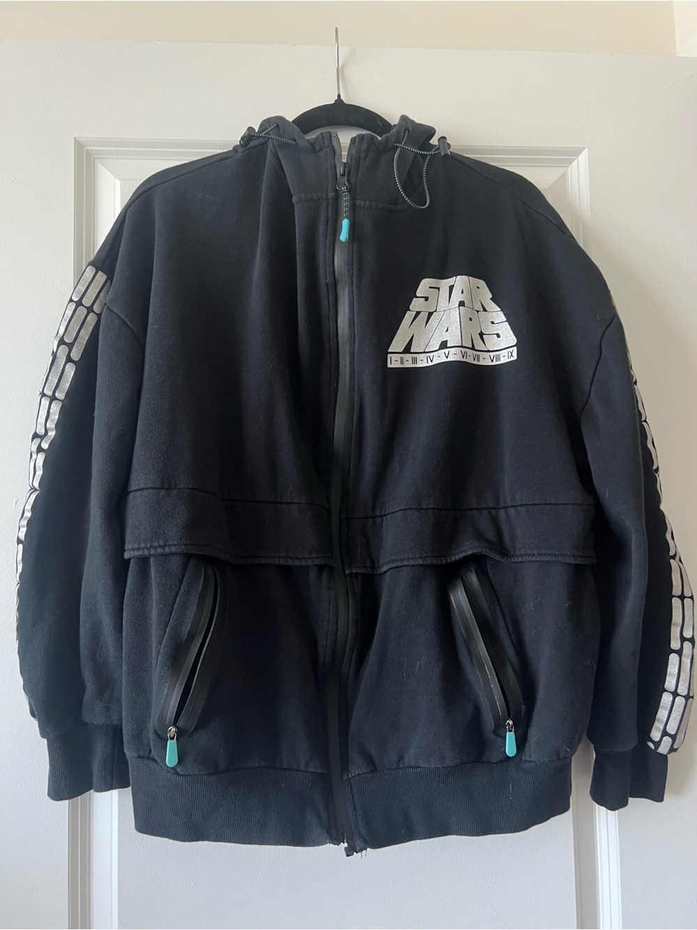 Star Wars Black Kids Zip-Up Puffer Jacket with Silver Logo